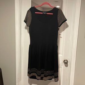 Black and gold knit sweater dress